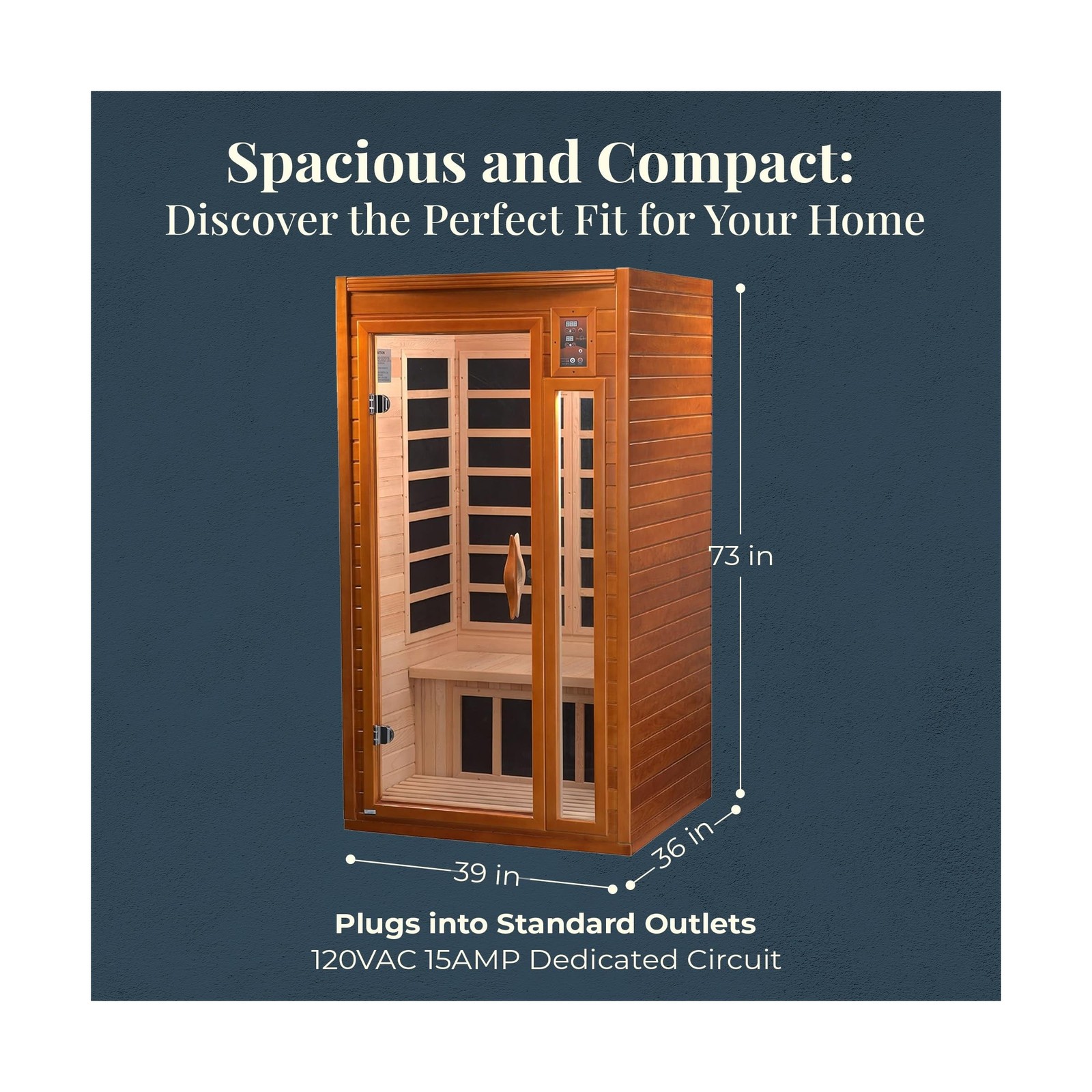 DYNAMIC SAUNAS Barcelona 1- to 2-Person Low EMF FAR Infrared Sauna with Red L...