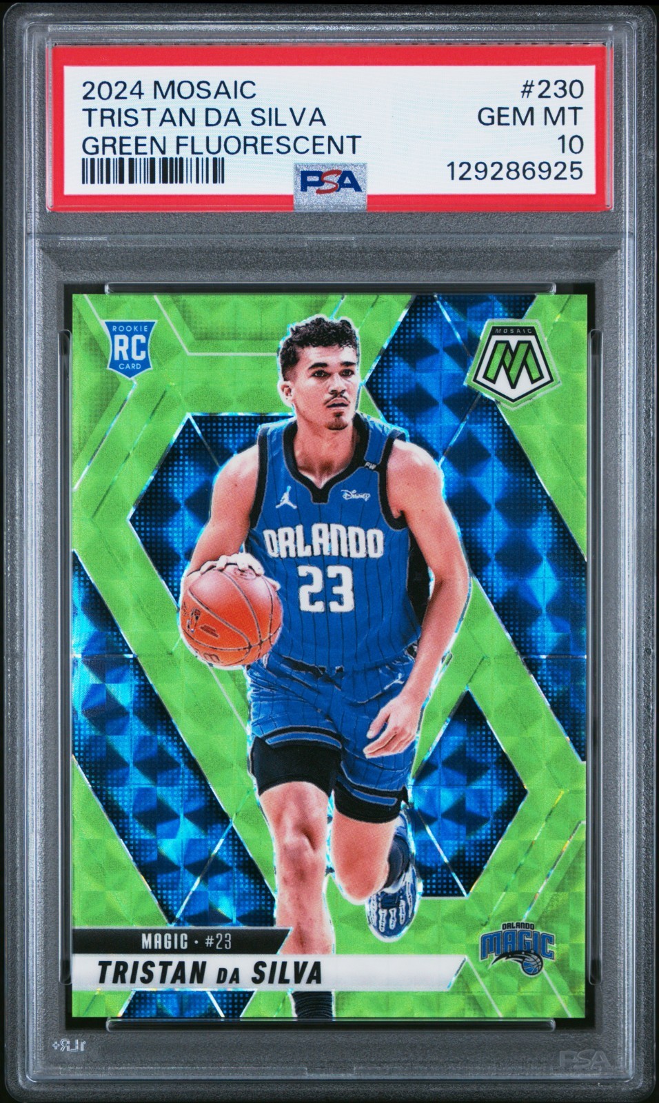 Tristan da Silva 2024-25 Mosaic #230 Green Fluorescent Prizm /10 (RC) PSA 10