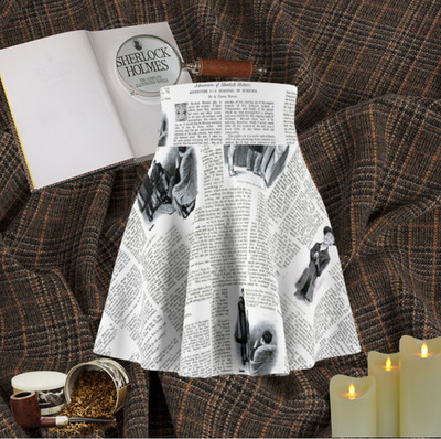Sherlock Holmes Skirt / Sherlock Holmes Gift / Dark Academia Literary Gifts 