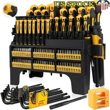 Ergonomic Magnetic Screwdriver Set W/ Precision Tools & Organized Storage Rack