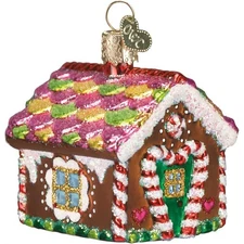 Old World Christmas Gingerbread House Building Glass Ornament 20013 FREE BOX New