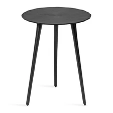 Sancia Modern Round Side Table, 16 x 16 x 20, Silver, Sand Casted Aluminum Be...