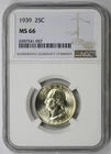 1939 Washington Quarter Silver 25C MS 66 NGC