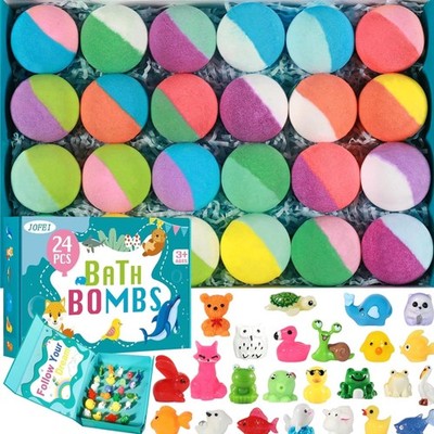Bath Bombs for Kids with Surprise Inside, 24 Pack Kid Bath Bombs Gift Set, Ea...
