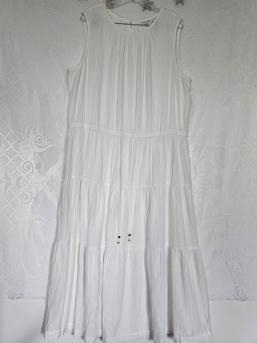 Calvin Klein 20W Gaze Stufen Maxikleid Coastal Cottagecore Boho Chic Coquette