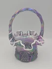 Fenton Plum Opalescent Button & Arch Basket EUC