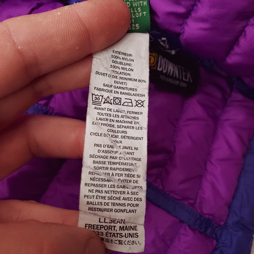 LL Bean Jacket Girls Large Purple Down Puffer Coat 650 Fill Packable Lightweight - Picture 12 of 19
