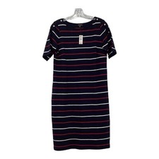 Talbots Soft Cotton Red White & Blue Women's Shift Dress Size M Petite NWT