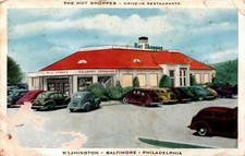 HOT SHOPPES, Drive-in Restaurants, MILK SHAKES, ICE CREAM SAND Postcard