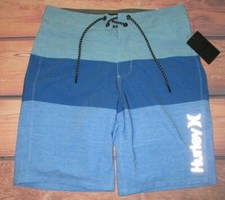 MENS HURLEY 4-WAY STRETCH BLUE SWIM BOARD SHORTS SIZE 36