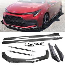 Carbon Fiber Front Bumper Lip Spoiler & Side Skirt For Toyota Corolla SE F