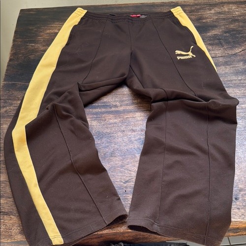 Puma vintage Brown and Yellow Track Pants size large baggy oversized.