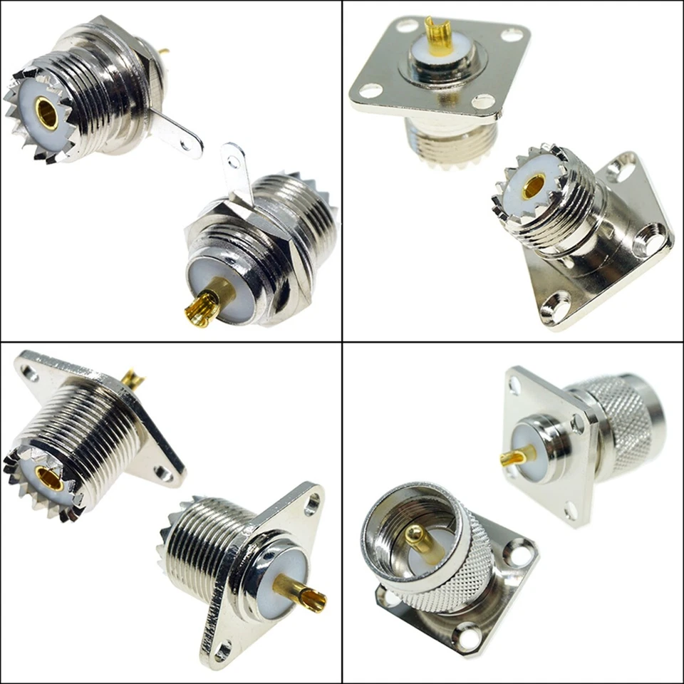 1X UHF Female SO-239 Jack Flange Mount Chassis RF Panel Connector Solder Cup - Image 1 of 4