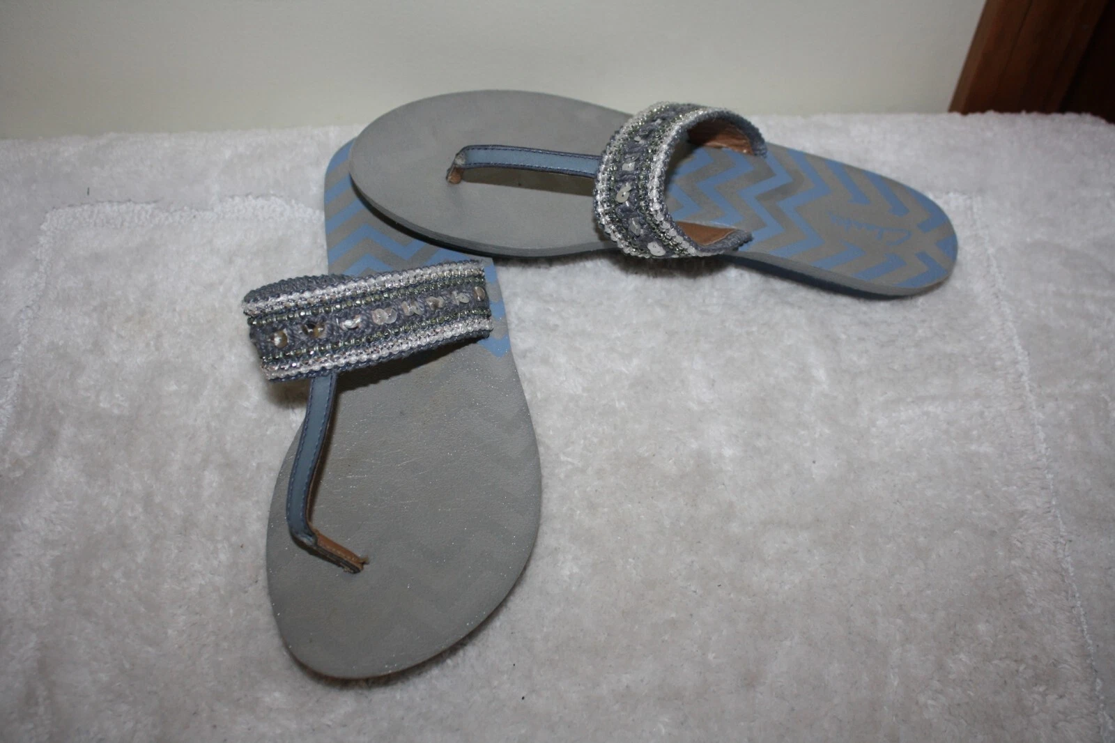 Sandali bassi Clarks blu paillettes fascia singola infradito infradito infradito taglia 8