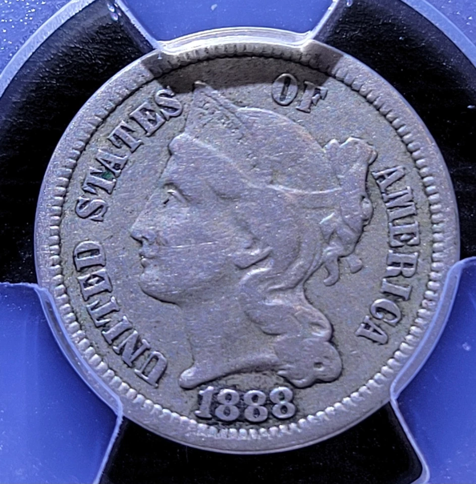 1888 Three Cent Nickel PCGS XF40 Mintage 18,125 - Image 3 of 4