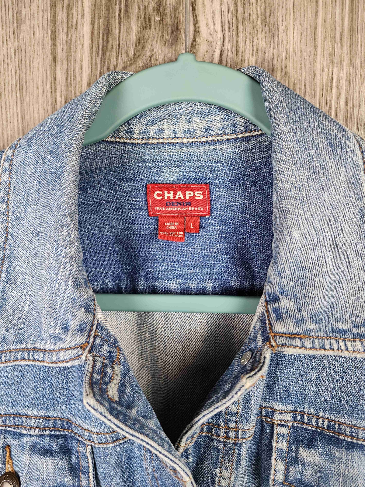 Chaps Light Blue Buttonup Chest Pockets Collar De… - image 4