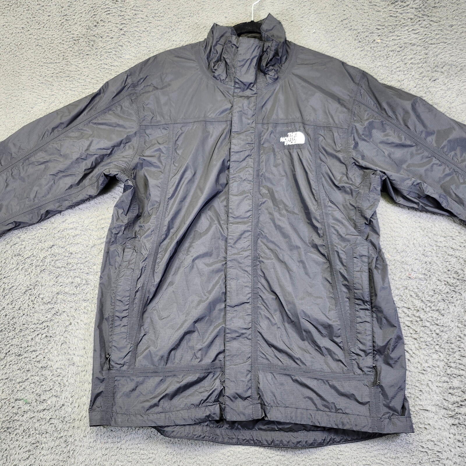 The North Face Lightweight Gray Full-Zip Windbreaker Rain Jacket - Large
