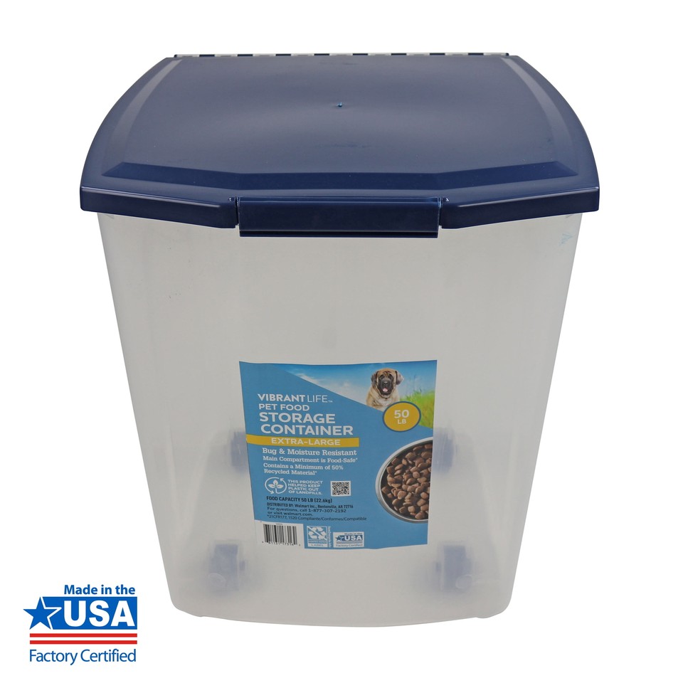 Vibrant Life 50lb Plastic Pet Food Storage Container with Locking Lid