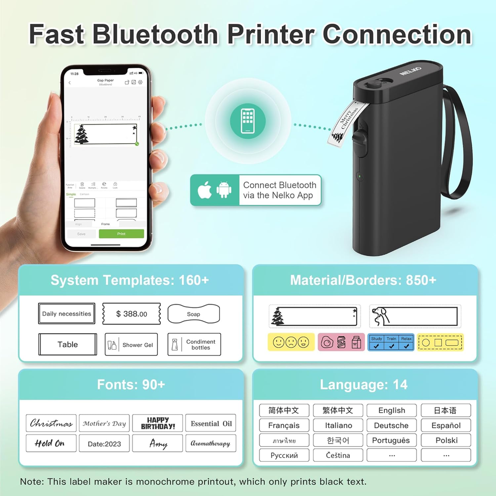 Bluetooth Label Maker Machine P21 with Tape Wireless Mini Portable Printer