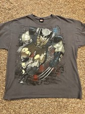 Vintage 2000s Y2k Wolverine Marvel Comic Book Shirt Mens XL Black Mad Engine