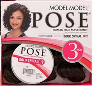 MODEL MODEL POSE 3 Pcs Human Hair MasterMix Pre Cut Weave GOLD SPIRAL