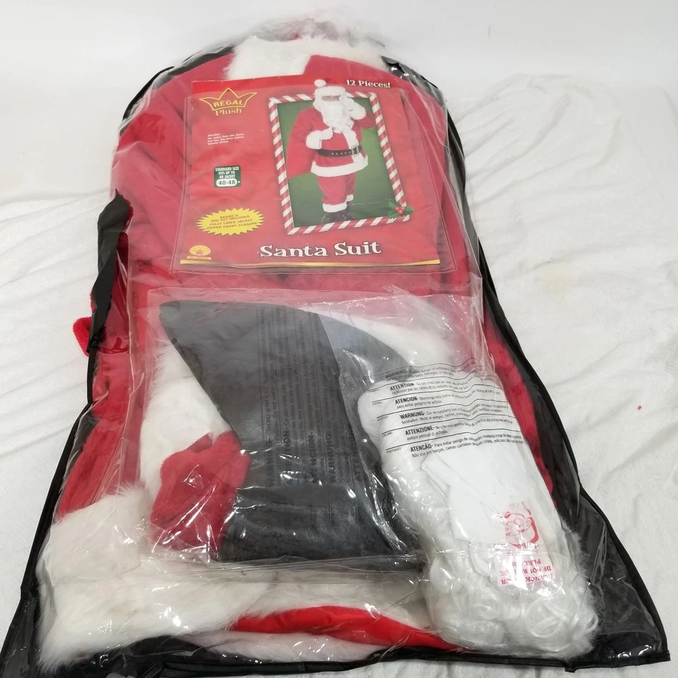 Santa Suit Costume Adult Mens Regal Plush Velvet 40 M to 48 2X Full 12 pcs NEW - Image 3 of 4
