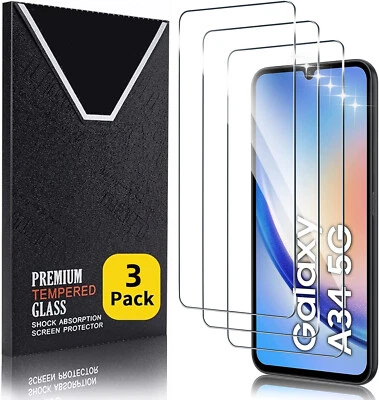 LITTLE BOUTIK Verre Trempé pour Samsung Galaxy A34 5G (6,6") [Pack 3] Film Vitre Protection Ec