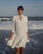 H&M HM Conscious White Cream Jacquard Weave Textured Dress BLOGGERS FAVORITE