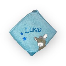 Sterntaler Kapuzenhandtuch Name aufgestickt 100 x 100 cm  Emmi Esel Baby