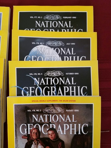 National Geographic Magazine 1990 Lot Of 8 With Most Of Original Insert / Maps - Picture 3 of 3