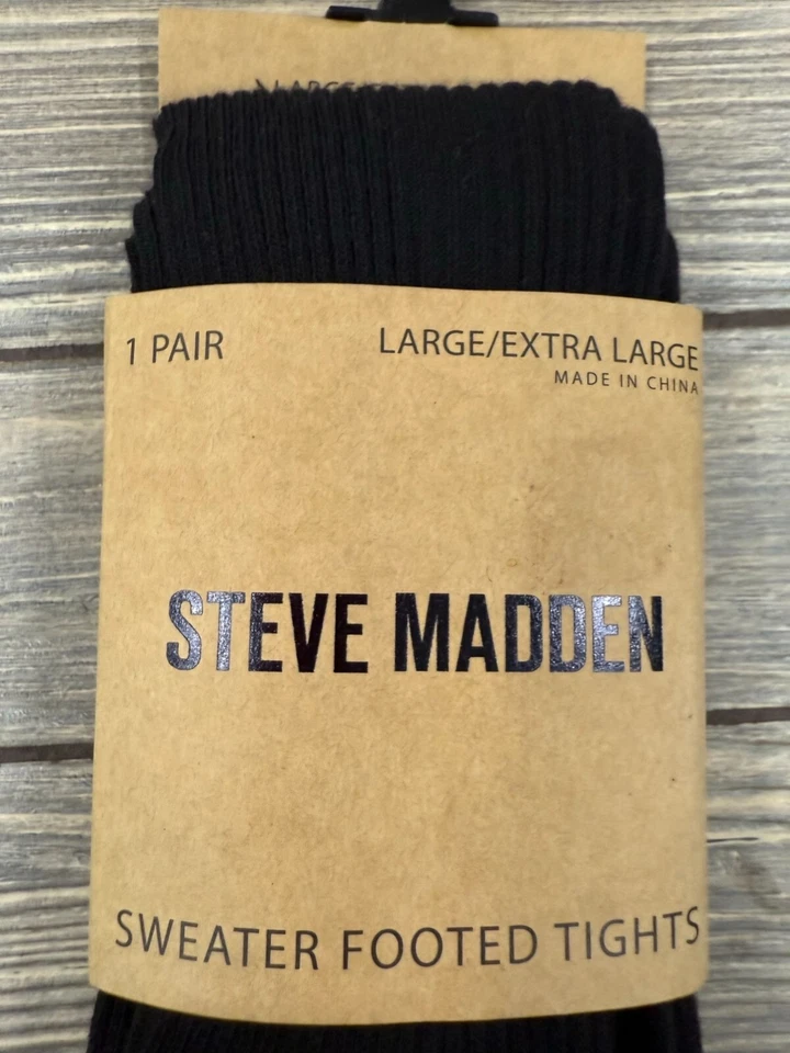 Steve Madden Suéter Medias con Pies Grande/Extra Grande Negro Acanalado Opaco Foto 3 de 4