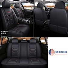 Black 5-seats Car Seat Cover Frontrear Full Set Pu Leather Cushion Pad Red Line Black 5-seats Car Seat Cover Frontrear Full Set Pu Leather Cushion Pad Red Line