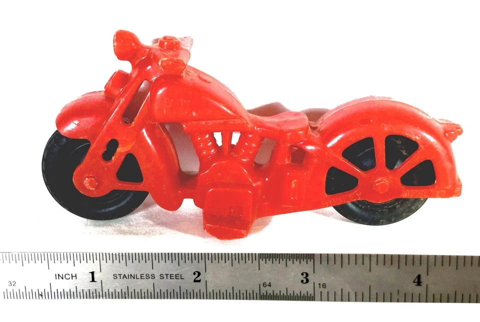 Hubley P.D. de plástico rojo vintage Motocicleta de policía Harley Davidson (circa años 40) Foto 2 de 4