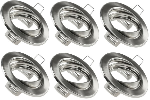 6X Decken-Einbaustrahler EisengebüRstet Rund Schwenkbar GU10 GU5.3-image