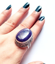 Lapis Lazuli Natural Gemstone Handmade 925 Sterling Silver Ethnic Jewelry Ring