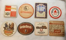 Lot of 8 Different Vintage Beer & Spirits Coasters - See photos