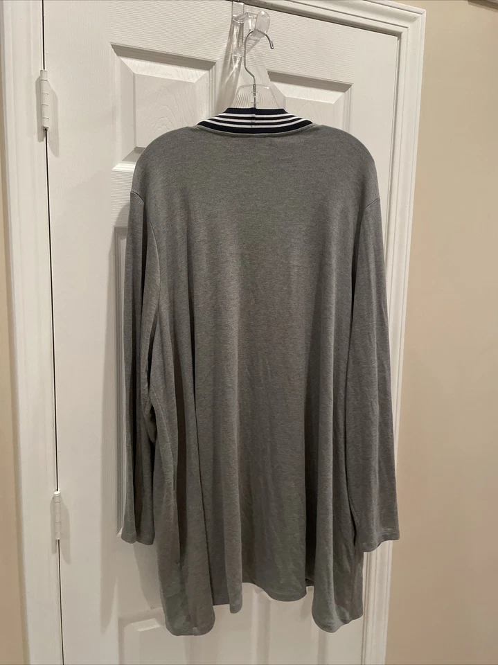 Dennis Basso Soft Touch Gorgeous Gray Blue Trim Open ￼Cardigan Size 3XL￼ Foto 3 de 3