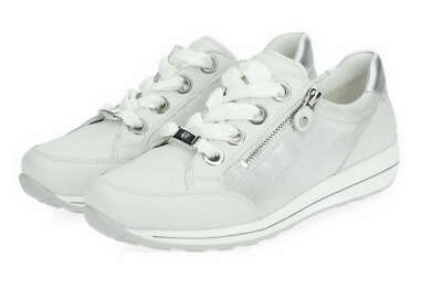 Ara Halbschuh OSAKA Grau Weiß Silber Leder Sneaker Schnürschuh Extraweit Einlage