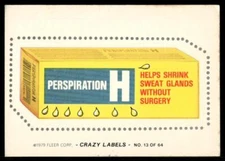 1979 Fleer Crazy Labels #13 Perspiration H EX