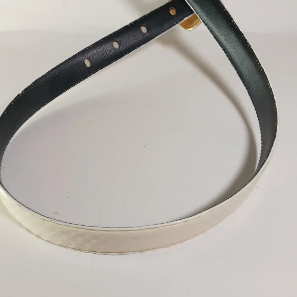 Cinto branco masculino vintage GG 100% couro genuíno pele de cobra 3/4 x 46 pol - Imagem 2 de 4