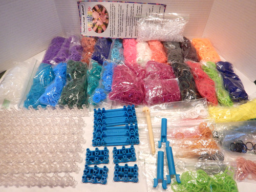 RAINBOW LOOM Rubber Band Crafting Jewelry Supplies HUGE Lot Mixed Parts