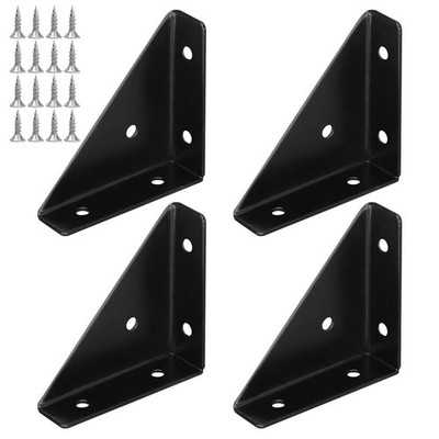 4Pcs Triangle Corner Braces Brackets, Black Angle Shelf Brackets with Screws,...