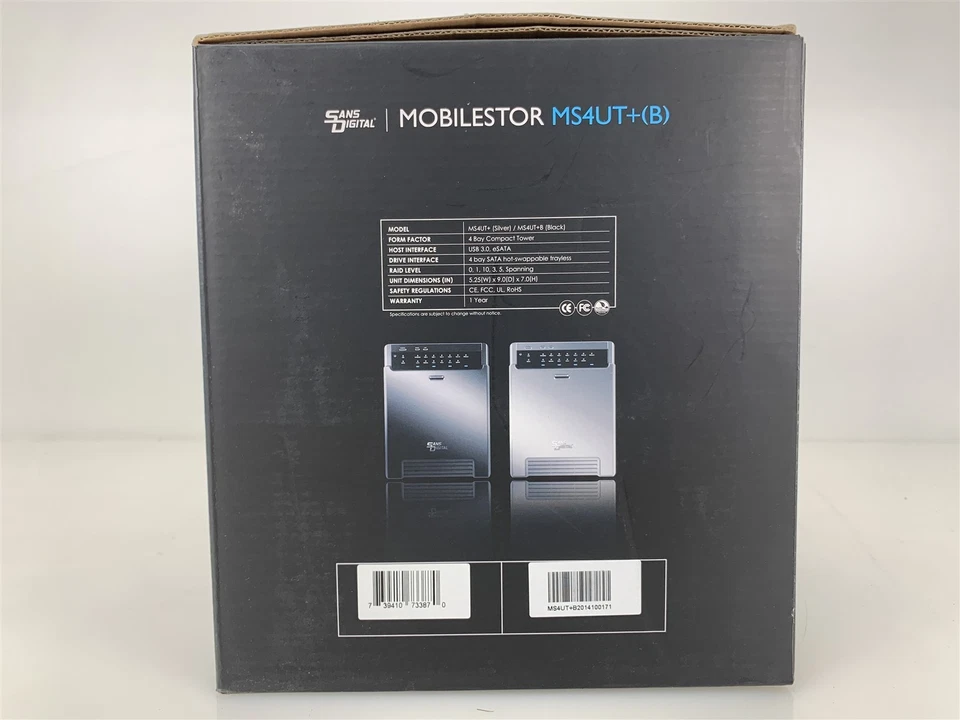 SansDigital MobileSTOR 4-Bay USB 3.0 / eSATA Hardware RAID 5 Tower MS4UT+B - Image 3 of 4