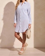 Tribal Rolled Sleeve Button Front Shirt Dress Size XS