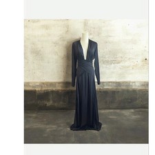 Sexy Huge V Neck Maxi Gown Black Dress XL
