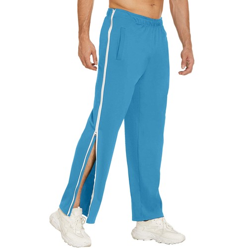 Mens Jogging Pants Tracksuit Bottoms Pocket Gym Open Leg Side Zip Casual Joggers - Picture 21 of 32