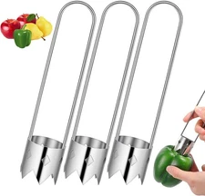 3 Pcs Bell Pepper Seed Corers, Stainless Steel Corer Tool Silver 