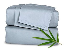 Sheets, Genuine 100 Organic Viscose Derived from Bamboo Twin XL Sterling Blue