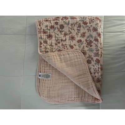 Just Born Quilted 100% Cotton Soft Gauze Baby Blanket Pink Floral