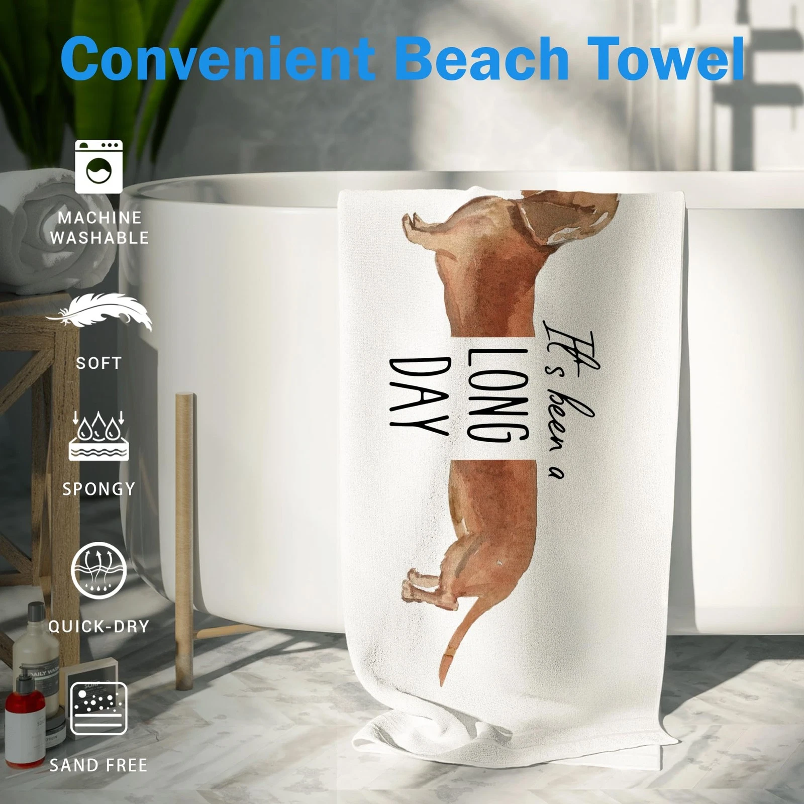 WAITPI Funny Dachshund Dog Beach Towel Gifts for Dog Lovers Owner, Cute It's ...